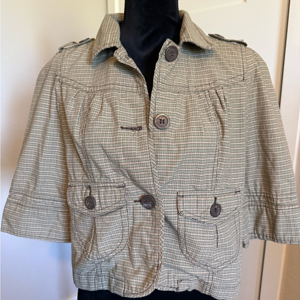 Roxy Women's Checkered Tan Utility Jacket